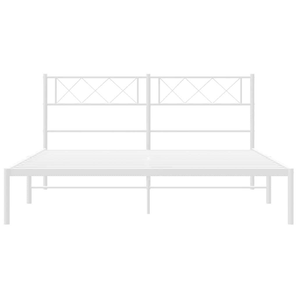 vidaXL Metal Bed Frame without Mattress with Headboard White 135x190cm