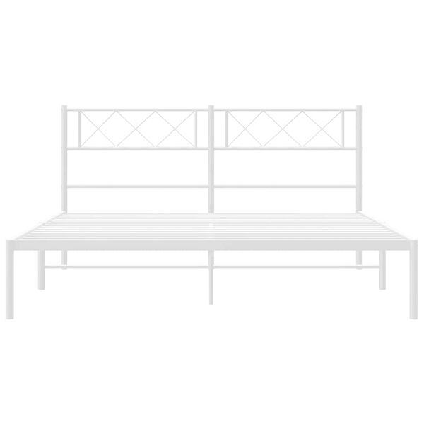 vidaXL Metal Bed Frame without Mattress with Headboard White 135x190cm