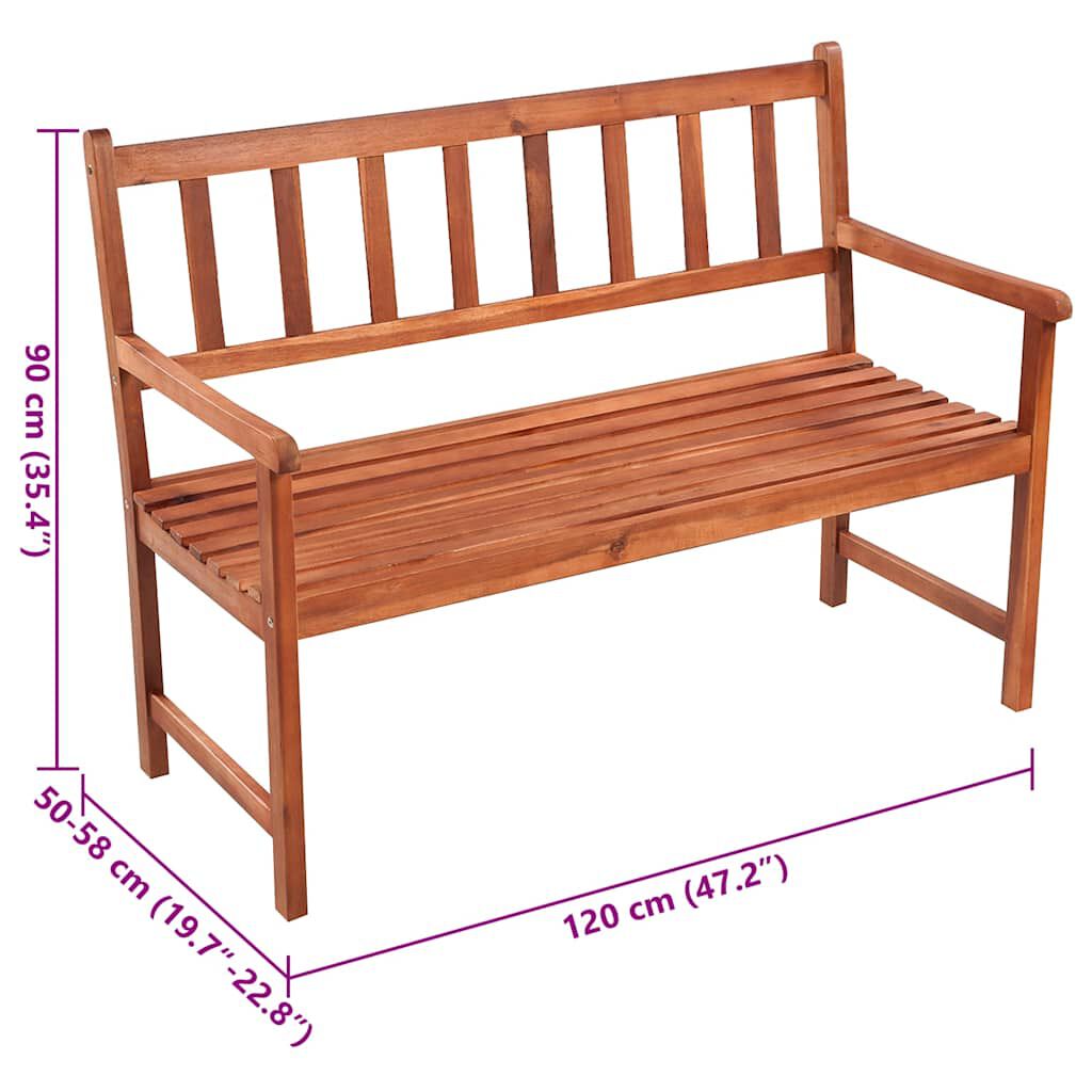 vidaXL Garden Bench with Cushion 120 cm Solid Acacia Wood