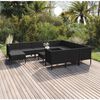 vidaXL 12 Piece Garden Lounge Set with Cushions Poly Rattan Black