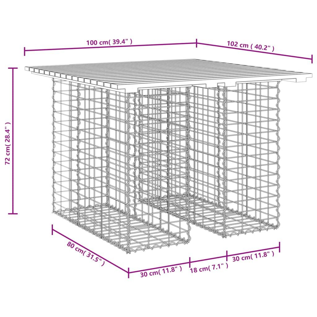 vidaXL Garden Bench Gabion Design 100x102x72 cm Solid Wood Pine