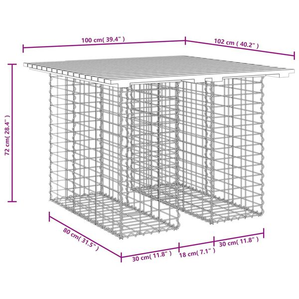 vidaXL Garden Bench Gabion Design 100x102x72 cm Solid Wood Pine