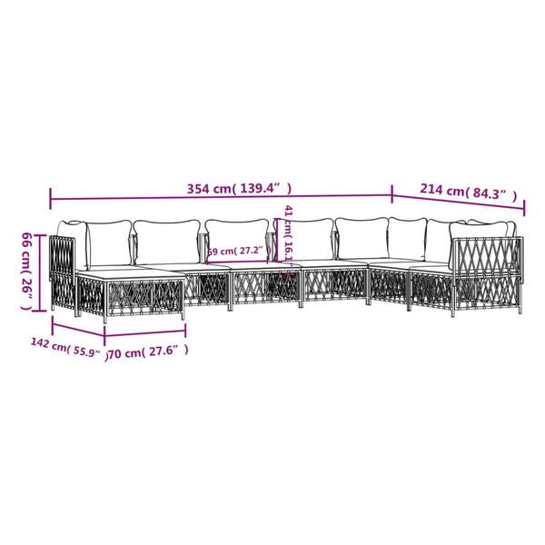 vidaXL 8 Piece Garden Lounge Set with Cushions White Steel