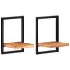 vidaXL Wall Shelves 2 pcs 25x25x35 cm Solid Wood Acacia and Steel