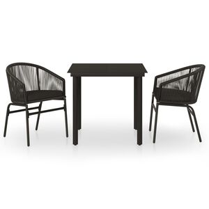 vidaXL 3 Piece Garden Dining Set Black