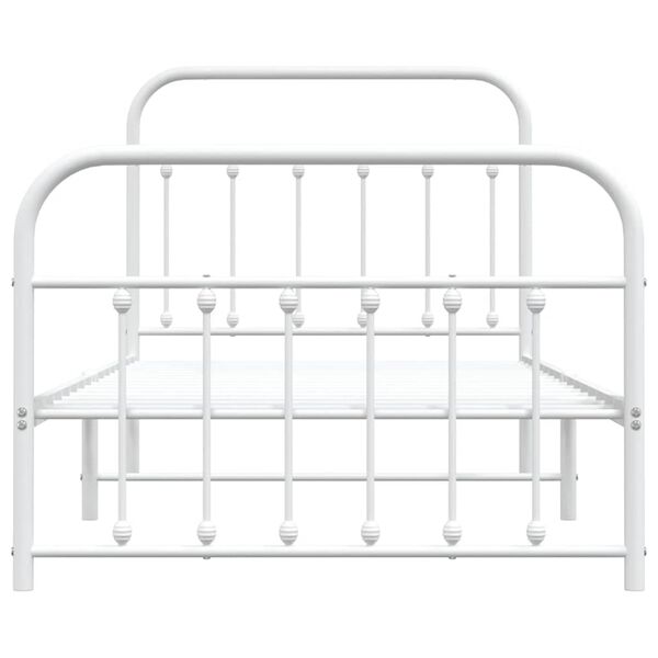 vidaXL Metal Bed Frame without Mattress with Footboard White 100x190cm