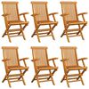 vidaXL Garden Chairs with Green Cushions 6 pcs Solid Teak Wood