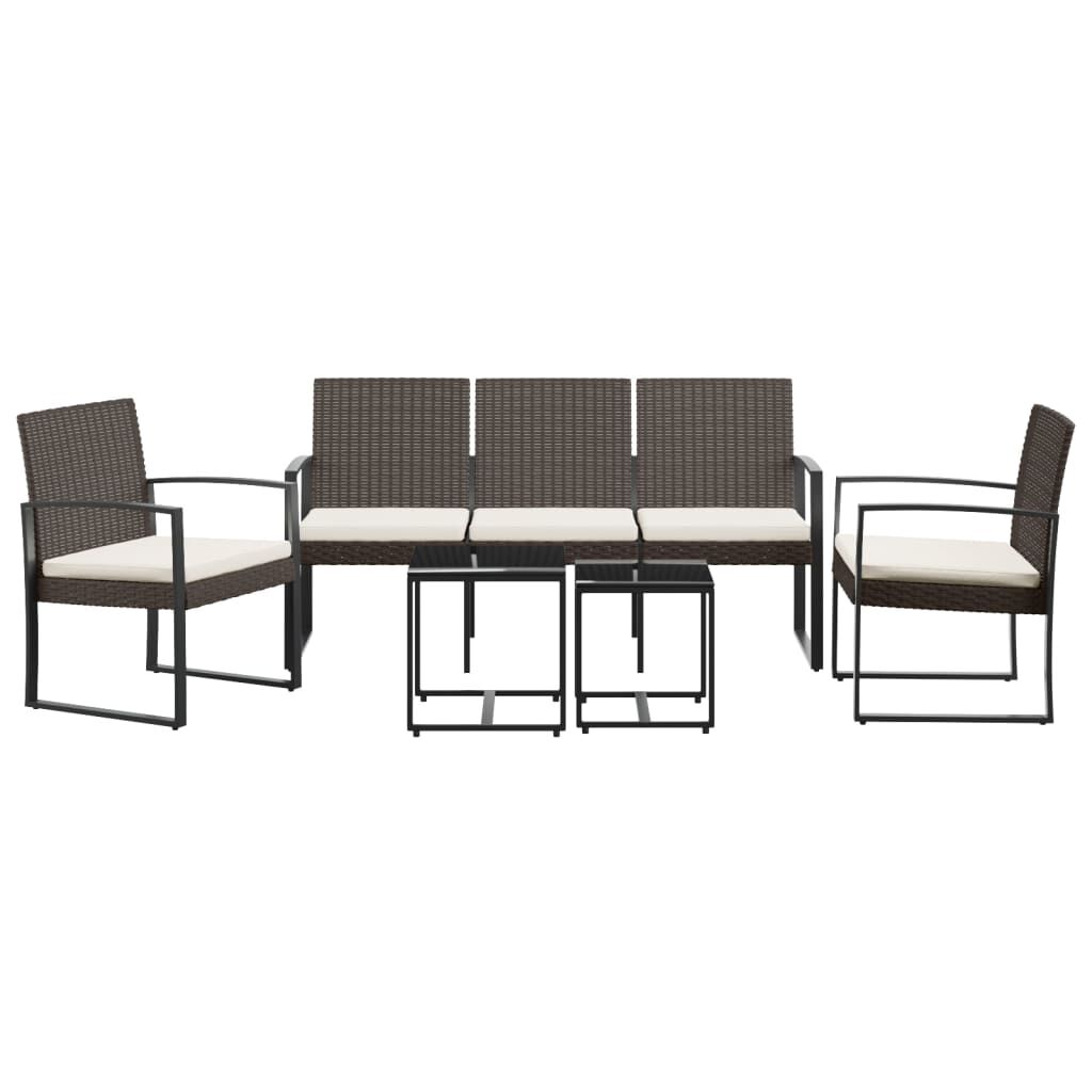 vidaXL 5 piece Garden Dining Set with Cushions Brown PP Rattan