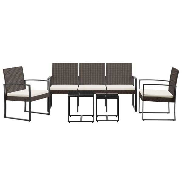 vidaXL 5 piece Garden Dining Set with Cushions Brown PP Rattan