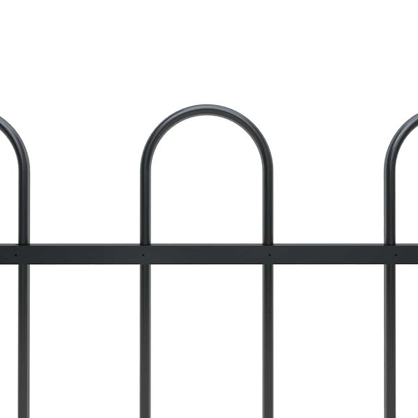 vidaXL Garden Fence with Hoop Top Steel 892.5x150 cm Black