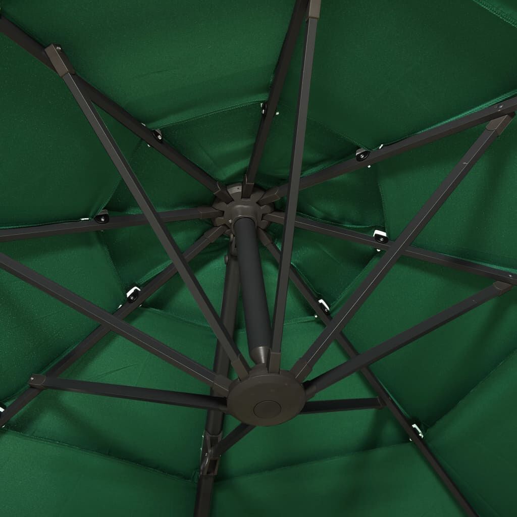 vidaXL 4-Tier Garden Parasol with Aluminium Pole Green 3x3 m