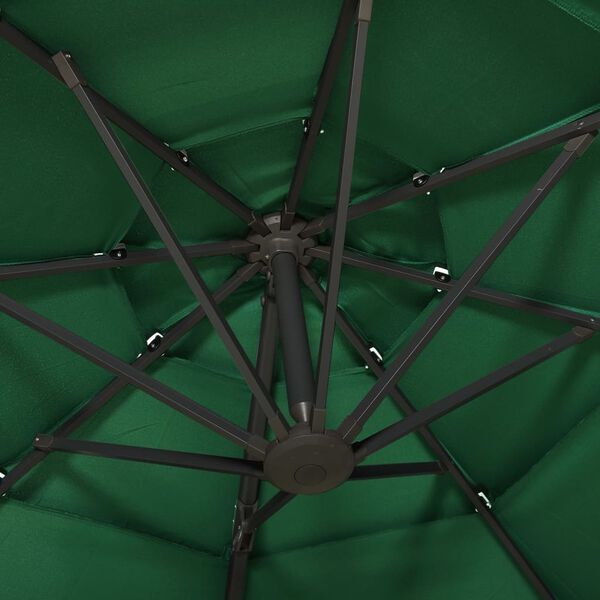 vidaXL 4-Tier Garden Parasol with Aluminium Pole Green 3x3 m
