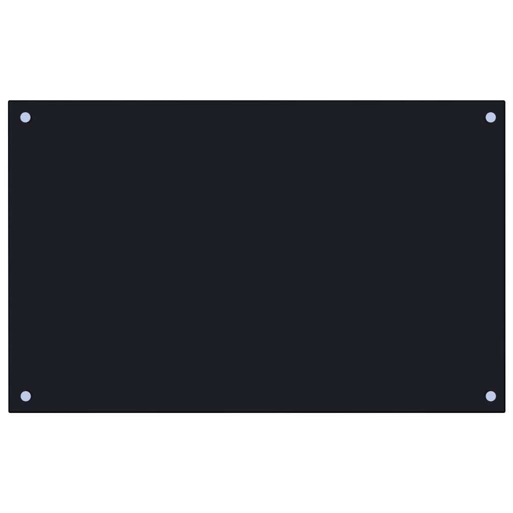 vidaXL Kitchen Backsplash Black 80 x 50 cm Tempered Glass