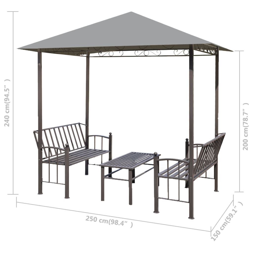 vidaXL Garden Pavilion with Table and Benches 2.5x1.5x2.4 m Anthracite