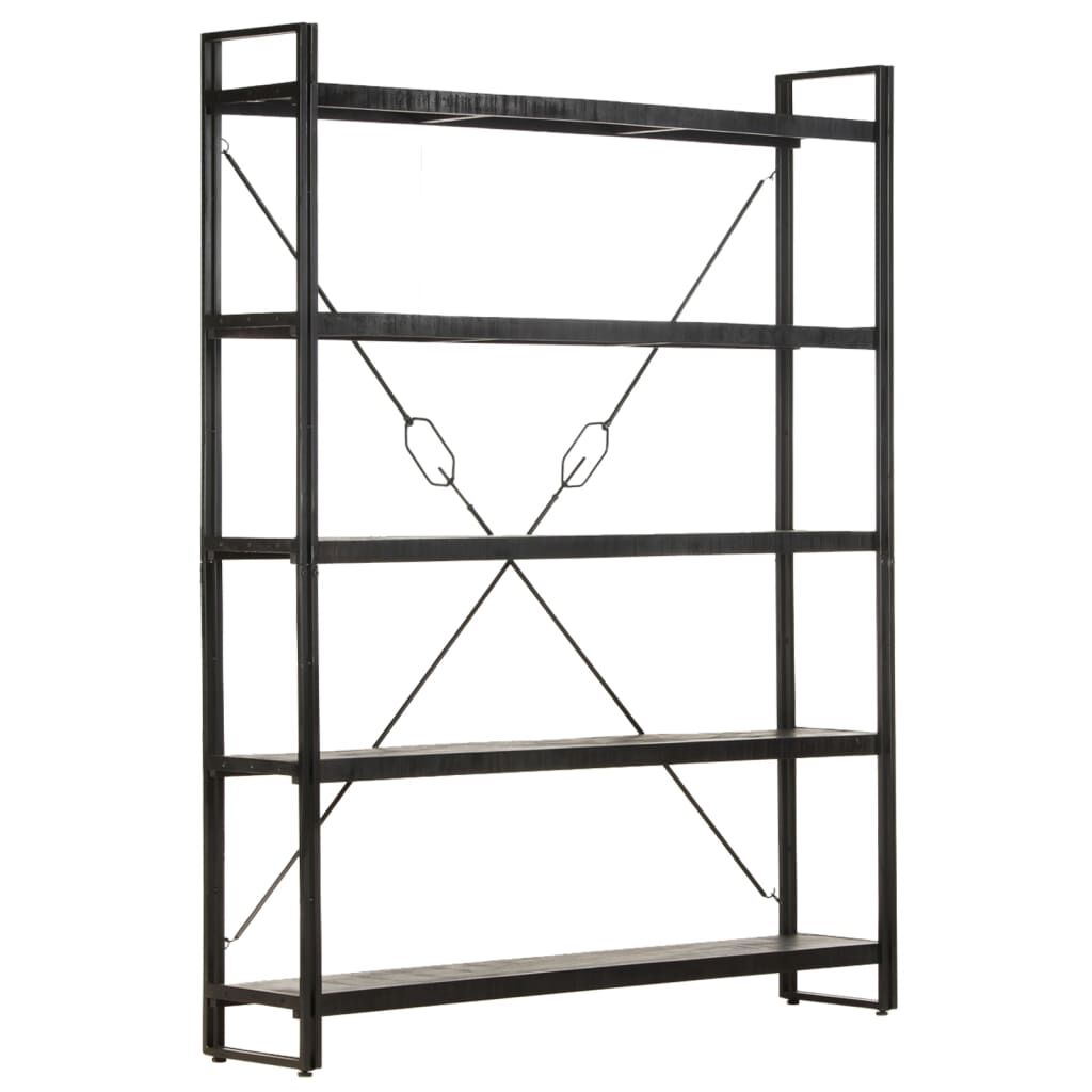 vidaXL 5-Tier Bookcase Black 140x30x180 cm Solid Mango Wood