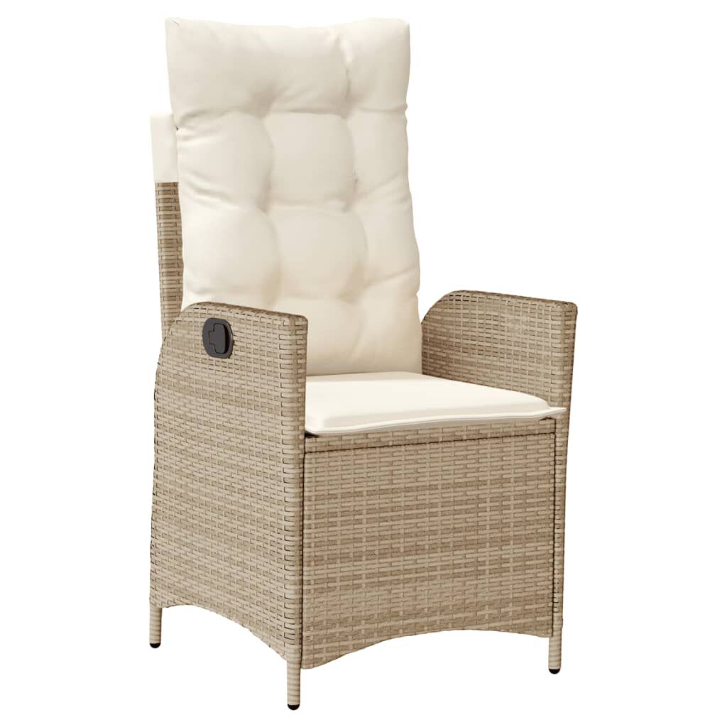 vidaXL 7 Piece Garden Dining Set with Cushions Beige Poly Rattan
