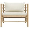 vidaXL Garden Sofa with Cream White Cushions Bamboo