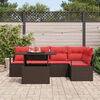 vidaXL Garden Sofa Set with Cushion 6 pcs Brown and Red Poly Rattan