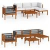 vidaXL 6 Piece Garden Lounge Set with Cushions Cream Wood Acacia&Rope