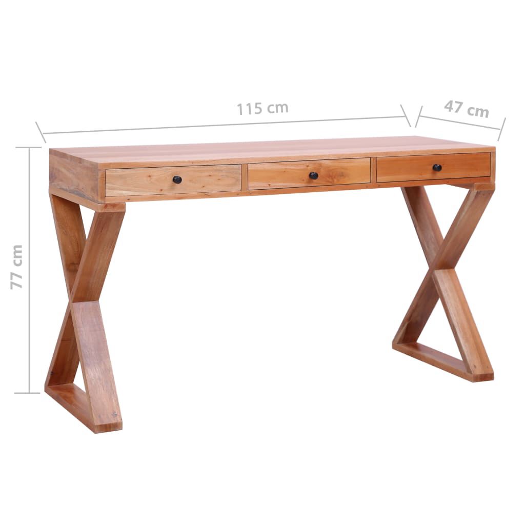 vidaXL Computer Desk Natural 115x47x77 cm Solid Mahogany Wood