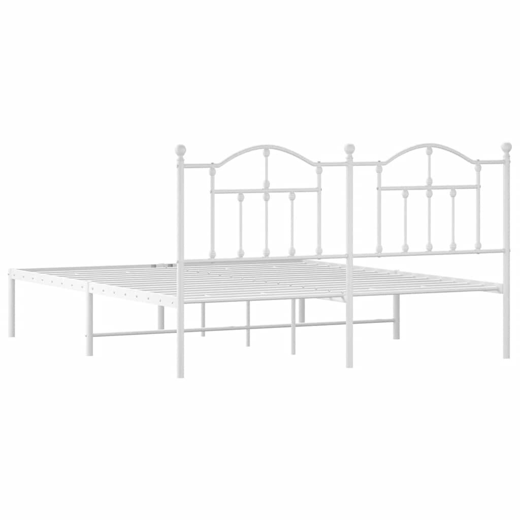 vidaXL Metal Bed Frame without Mattress with Headboard White 183x213cm
