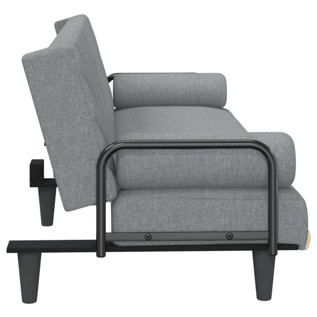 vidaXL Sofa Bed with Armrests Light Grey Fabric
