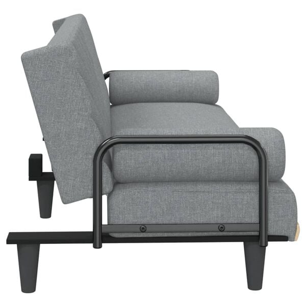 vidaXL Sofa Bed with Armrests Light Grey Fabric