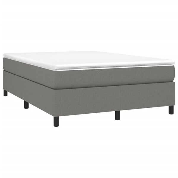 vidaXL Box Spring Bed Frame Dark Grey Queen Fabric