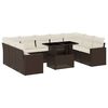 vidaXL 10 Piece Garden Sofa Set with Cushions Brown Poly Rattan