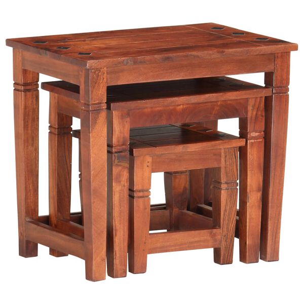 vidaXL Nesting Tables 3 pcs Solid Acacia Wood