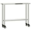 vidaXL Kitchen Work Table with Overshelf 110x30x120 cm Stainless Steel