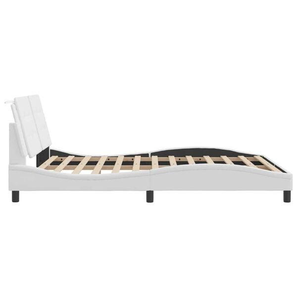 vidaXL Bed Frame with LED without Mattress "Zadar" White 152x203 cm
