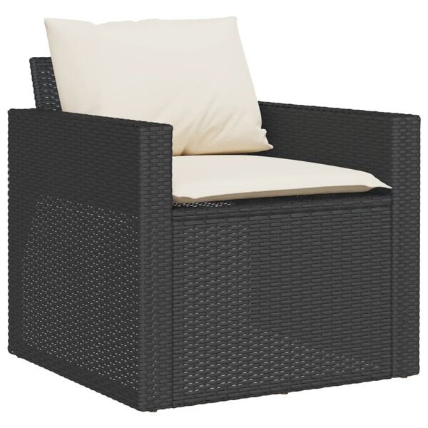 vidaXL 4 Piece Garden Sofa Set with Cushions Black Poly Rattan