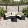 vidaXL 7 Piece Garden Sofa Set with Cushions Black Poly Rattan