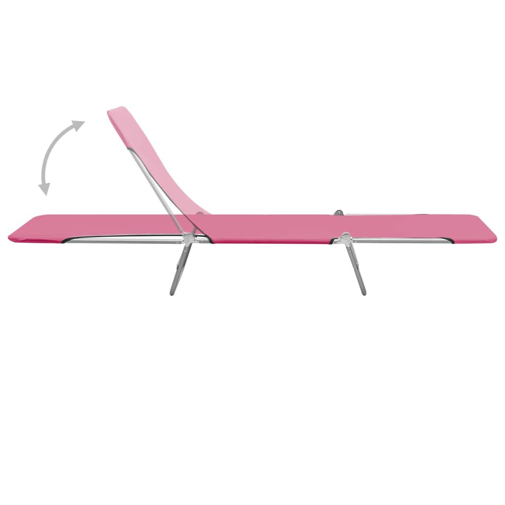 vidaXL Folding Sun Loungers 2 pcs Steel and Fabric Pink