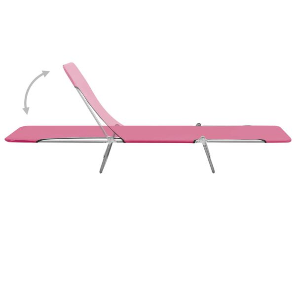 vidaXL Folding Sun Loungers 2 pcs Steel and Fabric Pink