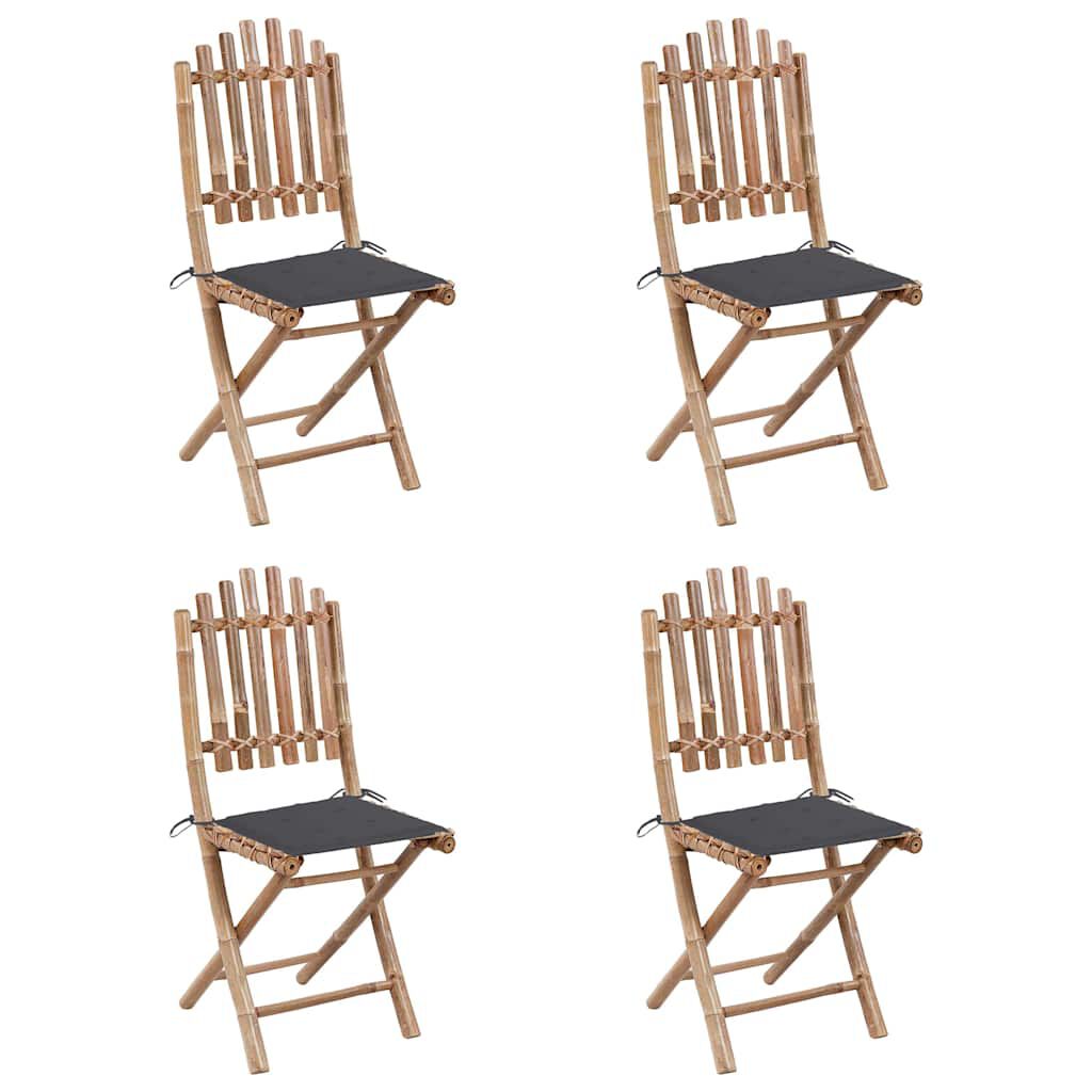 vidaXL 5 Piece Folding Outdoor Dining Set with Cushions Bamboo