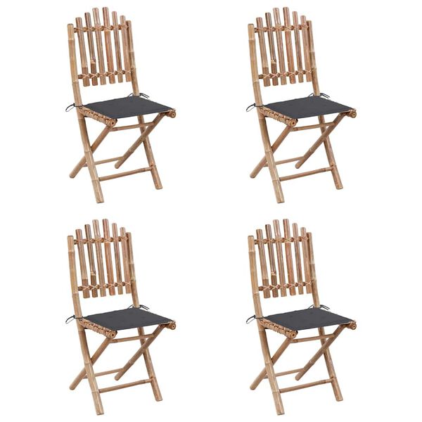 vidaXL 5 Piece Folding Outdoor Dining Set with Cushions Bamboo