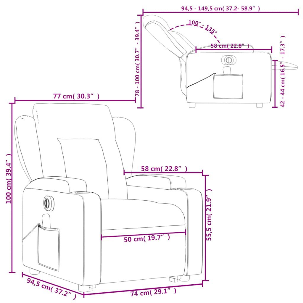 vidaXL Electric Stand up Massage Recliner Chair Light Grey Fabric
