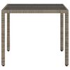 vidaXL Garden Table with Glass Top Grey 90x90x75 cm Poly Rattan