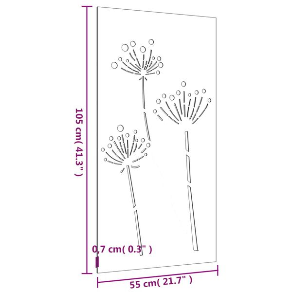 vidaXL Garden Wall Decoration 105x55 cm Corten Steel Flower Design
