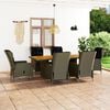 vidaXL 7 Piece Outdoor Dining Set with Cushions Poly Rattan Brown