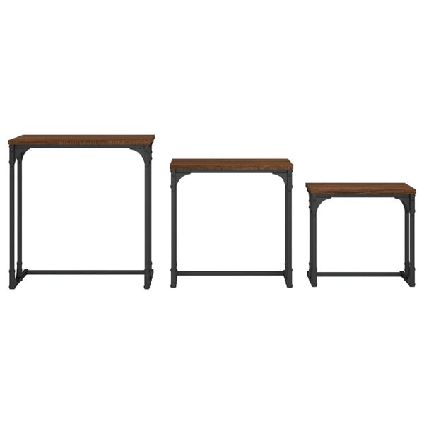 vidaXL Nesting Coffee Tables 3 pcs Brown Oak Engineered Wood
