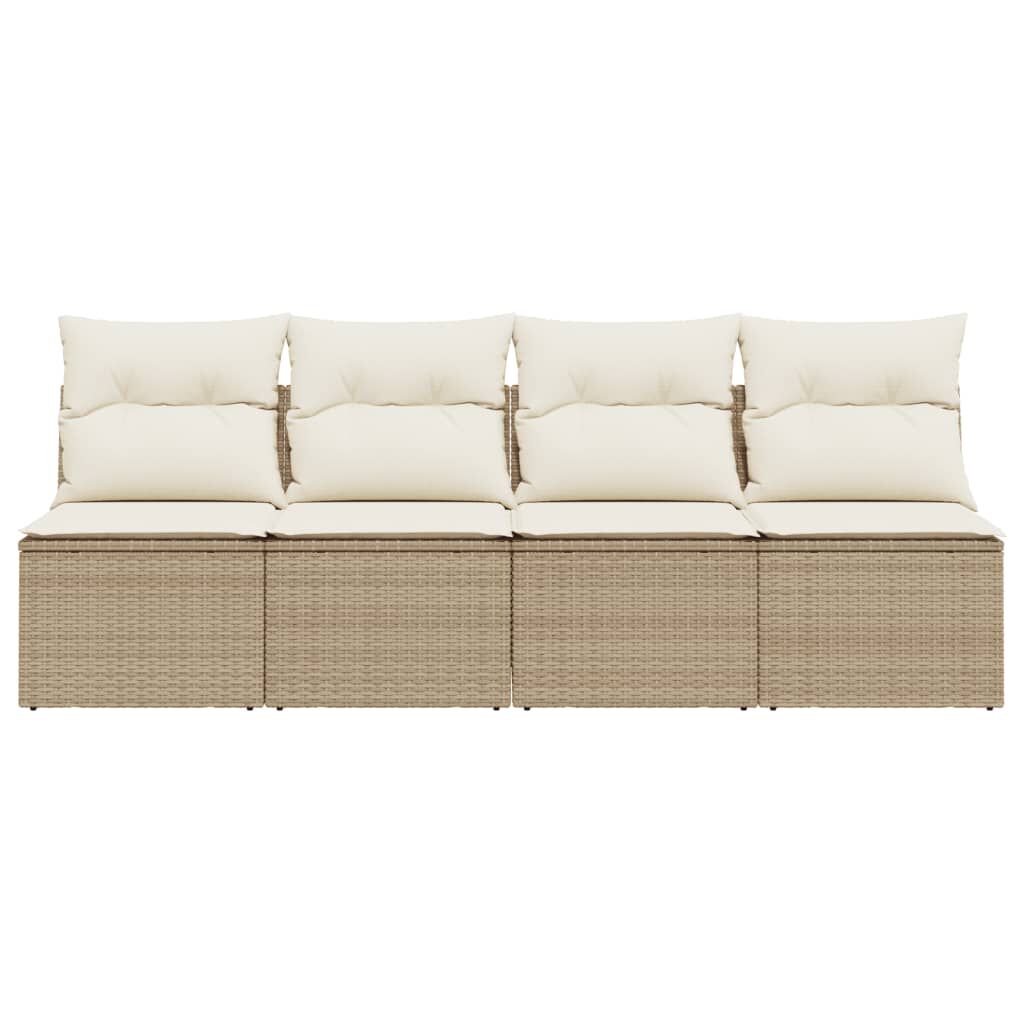 vidaXL Garden Sofa with Cushions 4-Seater Beige Poly Rattan