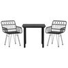 vidaXL 3 Piece Garden Dining Set Black Poly Rattan
