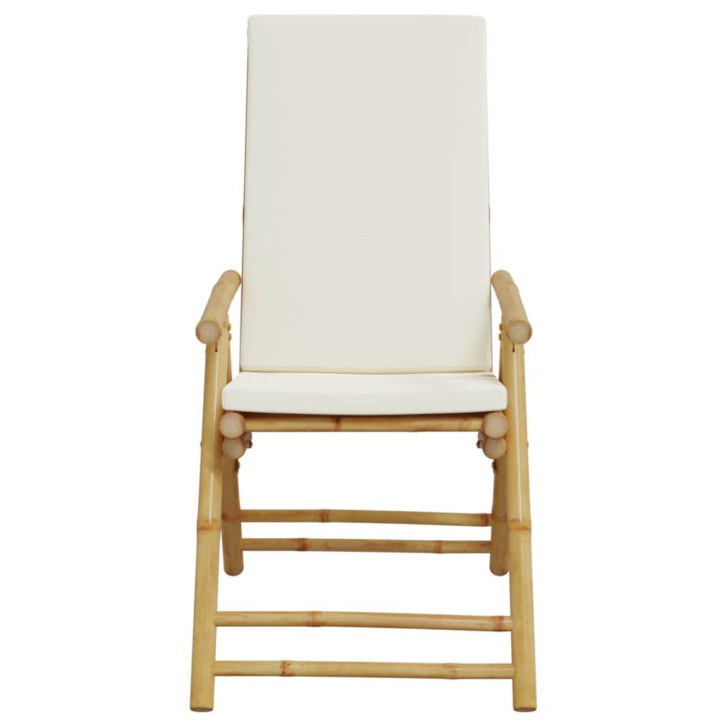 vidaXL Folding Garden Reclining Chairs 2 pcs with Cushions Bamboo
