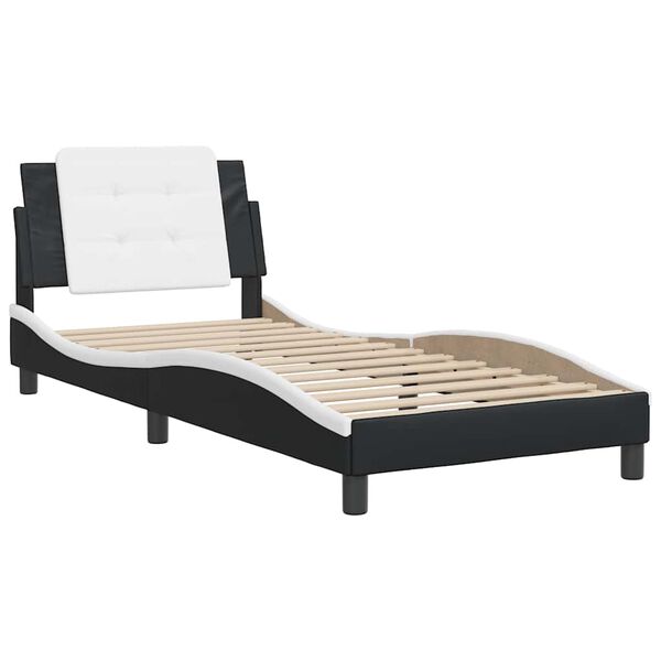 vidaXL Bed Frame without Mattress "Zadar" Black and White 100x203 cm Faux Leather