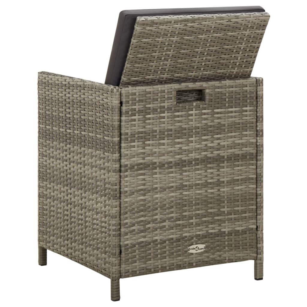 vidaXL Garden Chairs with Cushions 4 pcs Poly Rattan Grey