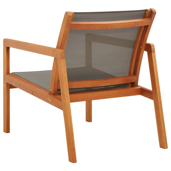 vidaXL Garden Lounge Chair Grey Solid Eucalyptus Wood and Textilene