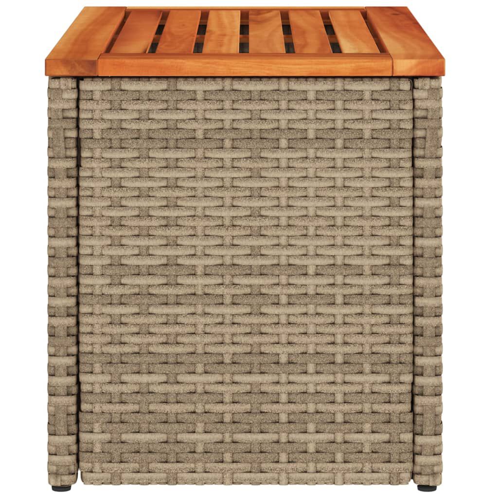 vidaXL Garden Side Tables 2pcs Beige 55x34x37cm Poly Rattan Solid Wood